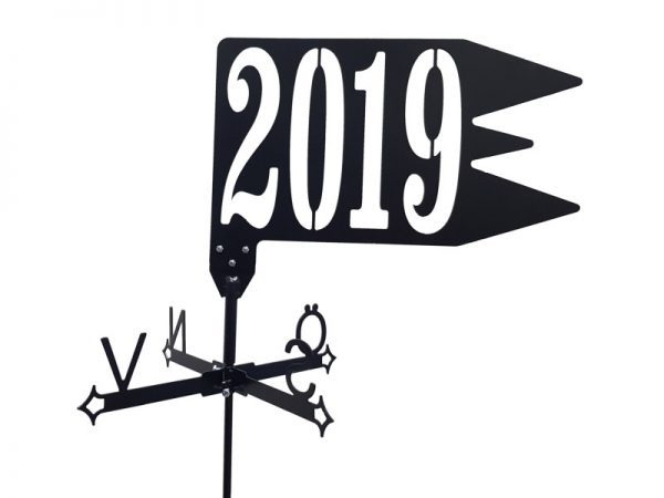 Vindflöjel Trearmad Flagga vit bakgrund.