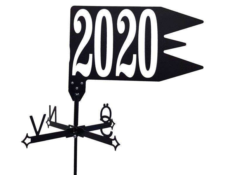 Vindflöjel Trearmad Flagga vit bakgrund.