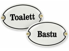 Dörrskyltar i emalj, Bastu och Toalett